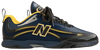 Aimé Leon Dore x New Balance RC56 'Navy' sneaker with navy mesh, yellow accents, black patent toe, and ALD floral heel crest.