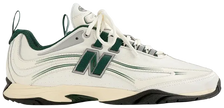 Aimé Leon Dore x New Balance RC56 'Pristine' sneaker with white mesh and leather, green linework, and floral ALD heel crest.
