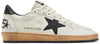 Golden Goose Ball Star white and black leather sneaker with distressed details and chunky sole