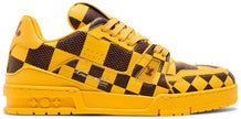Louis Vuitton Trainer 'Damier Pop - Yellow' 2024 with yellow Damier print leather upper and tonal monogram sole.