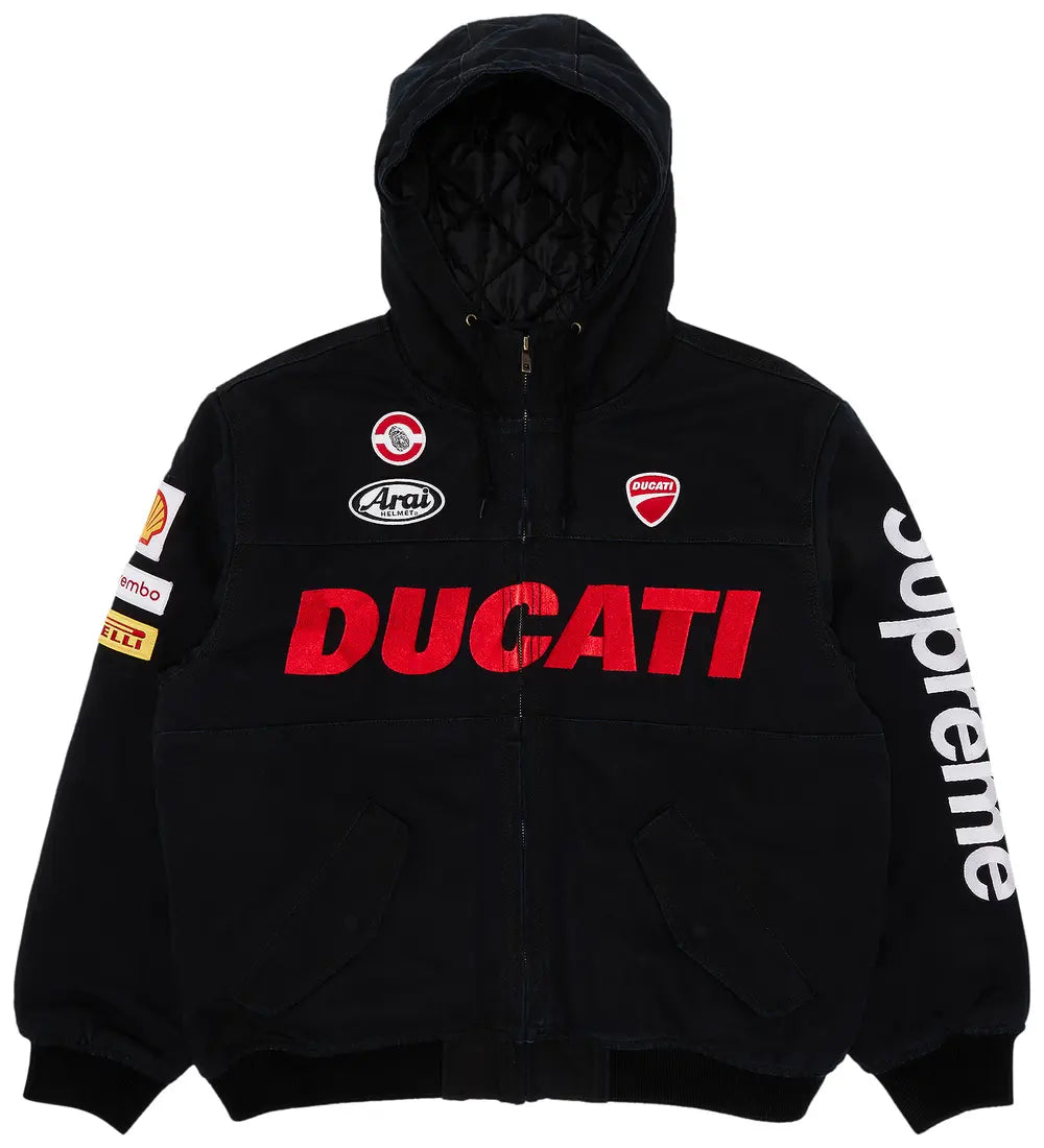 Supreme x Ducati Hooded Racing Jacket 'Black' 2024 Outerwear for Unisex