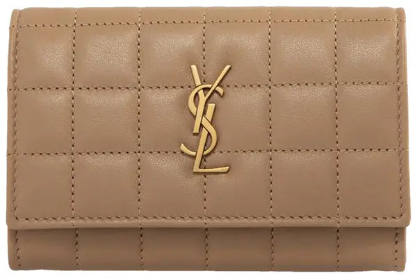 Saint Laurent Cassandre Quilted Leather Wallet 'Dark Caramel' for Women