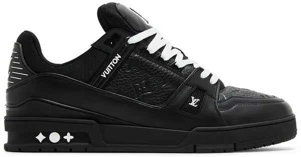 Louis Vuitton Trainer 'Embossed Monogram - Black' 2023 sneaker in all-black embossed leather with signature monogram detailing.

