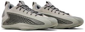 adidas AE 1 Low ‘Metallic Grey’ 2025 basketball sneakers with grey mesh upper, TPU wings, and Light Boost midsole cushioning.