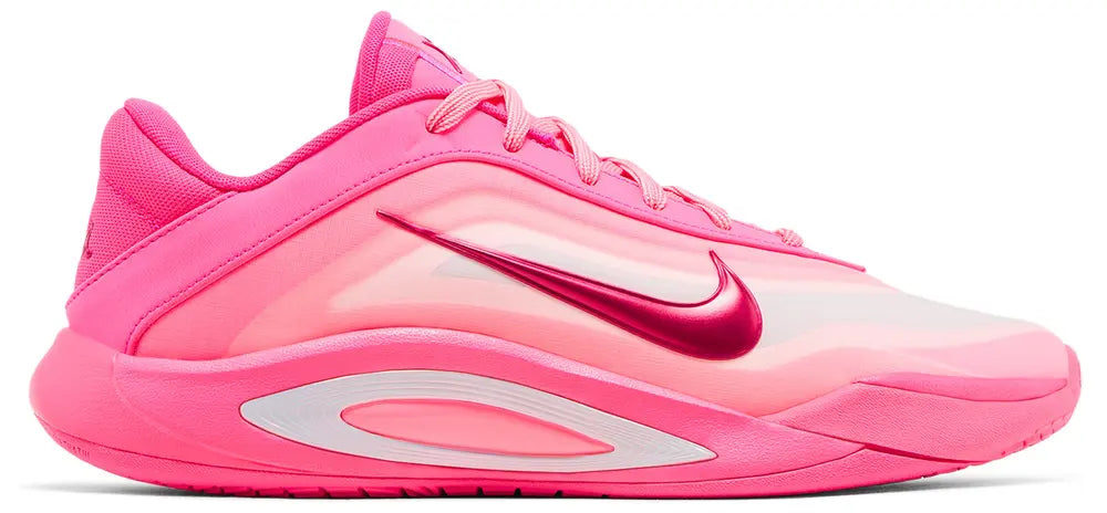 Nike Wmns A’One 'Pink A’ura' in gradient pink knit with leather overlays, pearl Swoosh, and Cushlon ST2 foam midsole.

