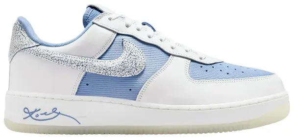 Kobe Bryant x Nike Air Force 1 Low Protro City Of Champions sneaker in blue leather with white and gold accents.