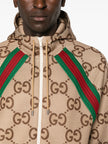 Gucci Stripes GG Supreme Monogram Hooded Brown Jacket