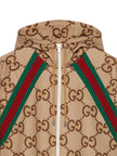 Gucci Stripes GG Supreme Monogram Hooded Brown Jacket