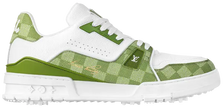Tyler, the Creator x Louis Vuitton Trainer Golf 'Green Damier' 2024 in green embossed leather with rubber sole.

