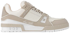 Louis Vuitton Trainer Sneaker 'Beige' 2024 low-top in soft beige leather with tonal branding and monogram outsole.
