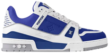 Louis Vuitton Trainer 'Gaston Blue' 2024 low-top sneaker in premium blue leather with monogram embossing and tonal rubber sole.

