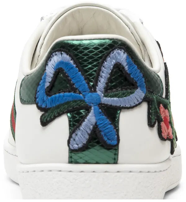 Gucci Women's Ace Embroidered Floral White Leather Sneaker