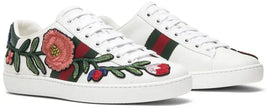 Gucci Wmns Ace Embroidered 'Floral' White Leather Sneaker with Floral Motif