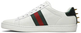 Gucci Wmns Ace Studded 'White' Leather Sneaker with Silver-Tone Spike Detailing