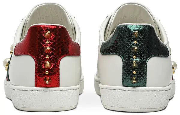 Gucci Wmns Ace Studded 'White' Leather Sneaker with Silver-Tone Spike Detailing