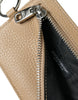 Dolce & Gabbana Beige Calf Leather Lanyard Logo Card Holder Wallet
