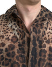 Dolce & Gabbana Brown Leopard Button Down Casual Shirt
