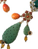 Dolce & Gabbana Green Cactus Crystal Clip On Jewelry Dangling Earrings