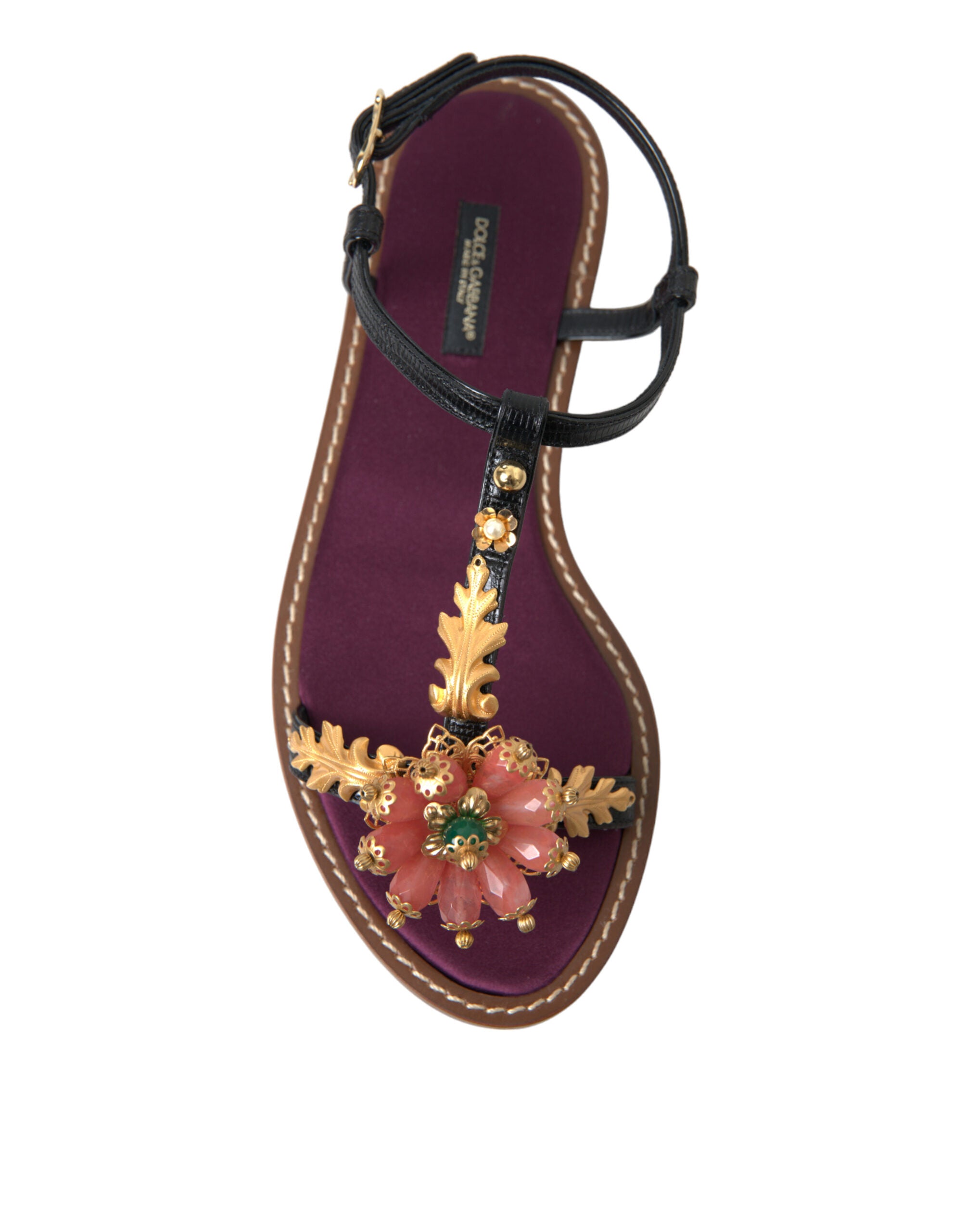 Dolce & Gabbana Elegant Crystal-Adorned Flat Sandals
