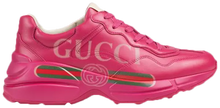 Gucci Wmns Rhyton 'Pink' women's sneaker in pastel pink leather with exaggerated chunky sole.

