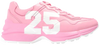 Gucci Wmns Rhyton '25 - Pink' sneaker with pink leather upper and bold “25” graphic on the side.

