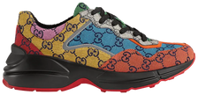 Gucci Wmns Rhyton sneaker in multicolor GG Supreme canvas with chunky sole and patchwork monogram design.

