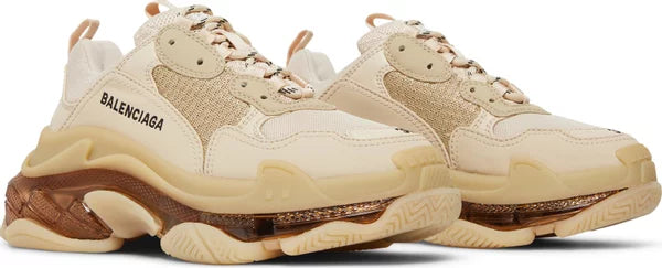 Balenciaga Triple S Clear Sole Crystal Beige Nude Sneakers for Women - GENUINE AUTHENTIC BRAND LLC  