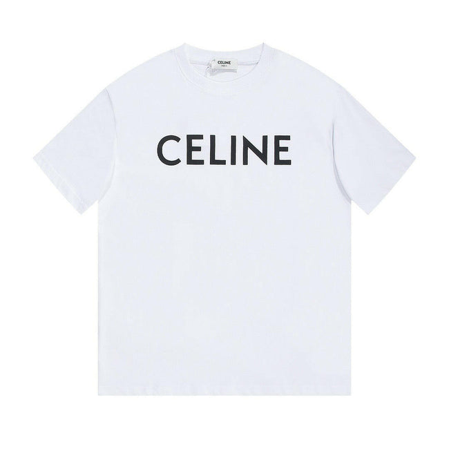 Celine 2022 Designer White T-shirt in premium cotton featuring minimalist logo detail and classic crew neck design.