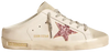 Golden Goose Superstar Sabot women's sneaker in white textile with pink glitter star and backless mule design.