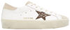 Golden Goose Women's Hi Star sneaker in white and beige suede with platform sole and signature distressed details.

