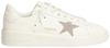 Golden Goose Swarovski Purestar women’s white leather low-top sneaker with silver Swarovski crystal star and distressed rubber sole.

