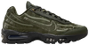 WORKSOUT x Nike Air Max 95 'Uniform' 2025 sneaker featuring olive green molded upper, embroidered WORKSOUT tongue patch, and black midsole with visible Air cushioning.
