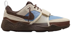 Travis Scott x Nike Zoom Field Jaxx ‘Leche Blue’ sneaker with slate blue suede, khaki overlays, Baroque Brown Swoosh, and brown sculpted Zoom midsole.