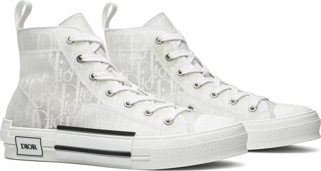 Dior B23 High Top 'Dior Oblique  'White' Sneakers for Unisex (Runs a size bigger) - GENUINE AUTHENTIC BRAND LLC