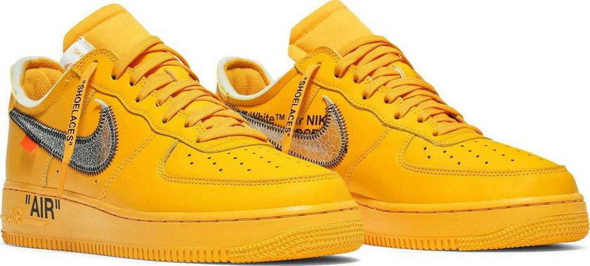 Nike Air Force 1 Low OFF-WHITE University Gold Metallic Silver (2021) Sneakers for Men - GENUINE AUTHENTIC BRAND LLC