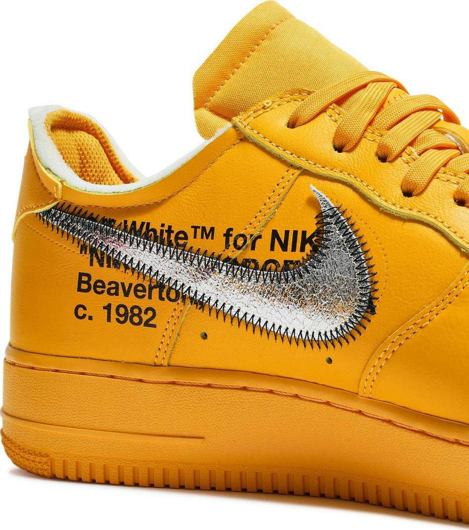Nike Air Force 1 Low OFF-WHITE University Gold Metallic Silver (2021) Sneakers for Men - GENUINE AUTHENTIC BRAND LLC