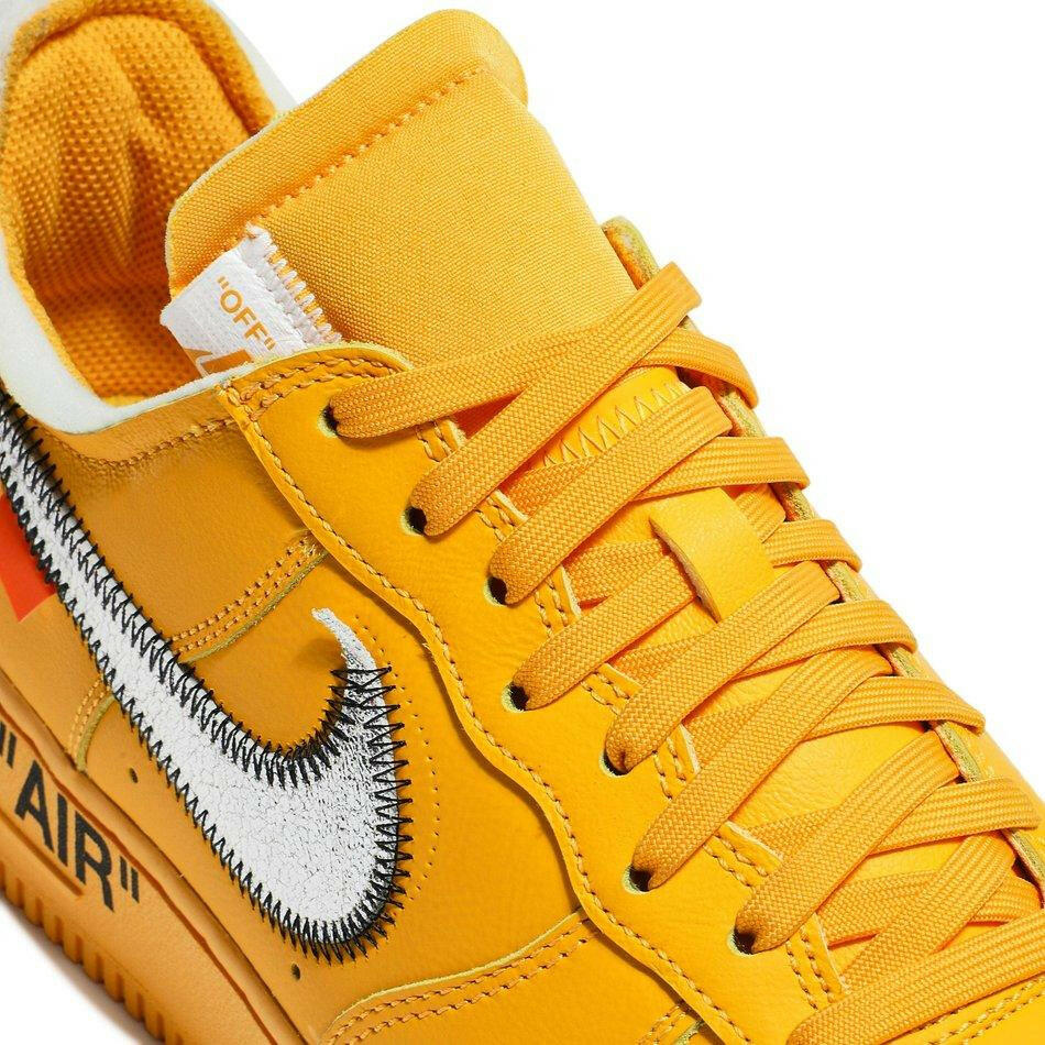 Nike Air Force 1 Low OFF-WHITE University Gold Metallic Silver (2021) Sneakers for Men - GENUINE AUTHENTIC BRAND LLC