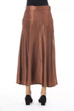 Alpha Studio Elegant Satin Midi Skirt in Rich Brown