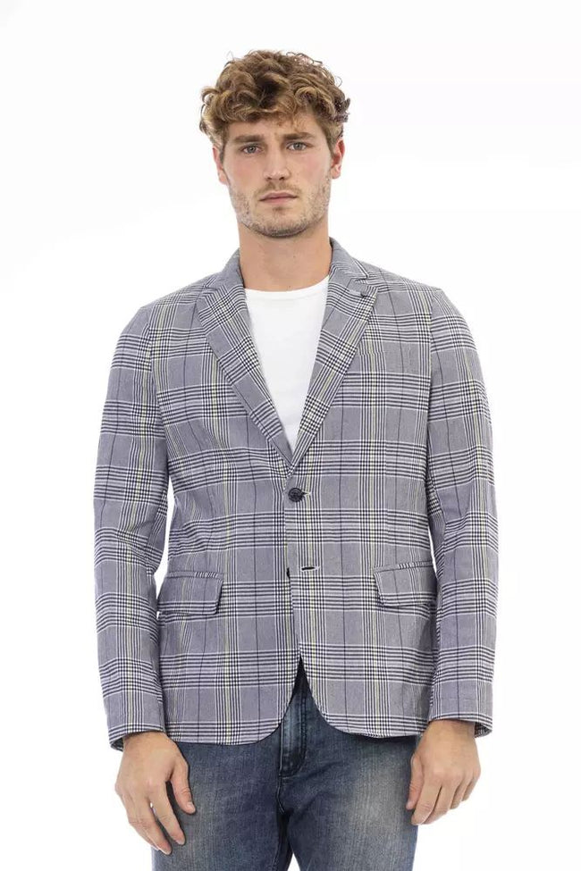 Distretto12 Elegant Blue Fabric Jacket with Classic Appeal
