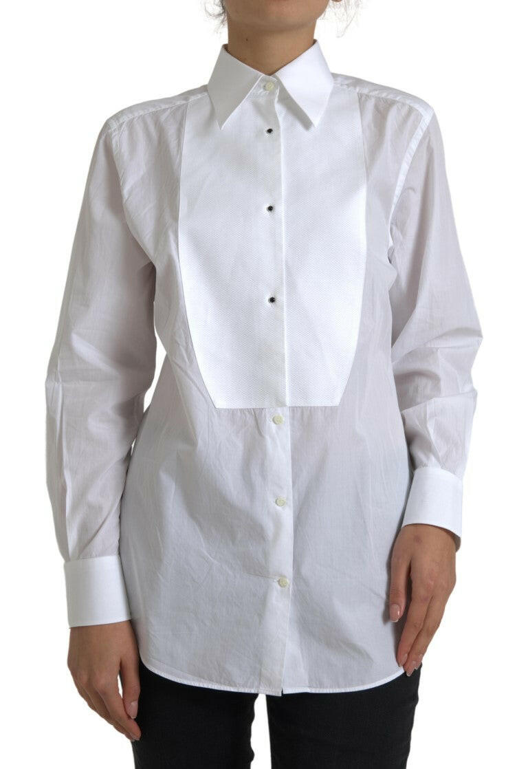 Dolce & Gabbana Cotton Collared Long Sleeves Shirt White - GENUINE AUTHENTIC BRAND LLC  