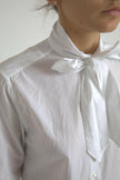 Dolce & Gabbana White Cotton Ascot Collar Long Sleeves Top - GENUINE AUTHENTIC BRAND LLC  