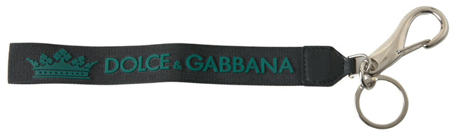 Dolce & Gabbana Black DG Logo Rubber Silver Tone Metal Keychain - GENUINE AUTHENTIC BRAND LLC  