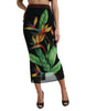 Dolce & Gabbana Black Strelitzia High Waist Pencil Cut Skirt.
