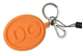 Dolce & Gabbana Orange Rubber DG Logo Gold Brass Metal Keychain - GENUINE AUTHENTIC BRAND LLC  