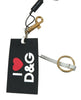 Dolce & Gabbana Black Silicone DG Logo Gold Brass Keychain - GENUINE AUTHENTIC BRAND LLC  