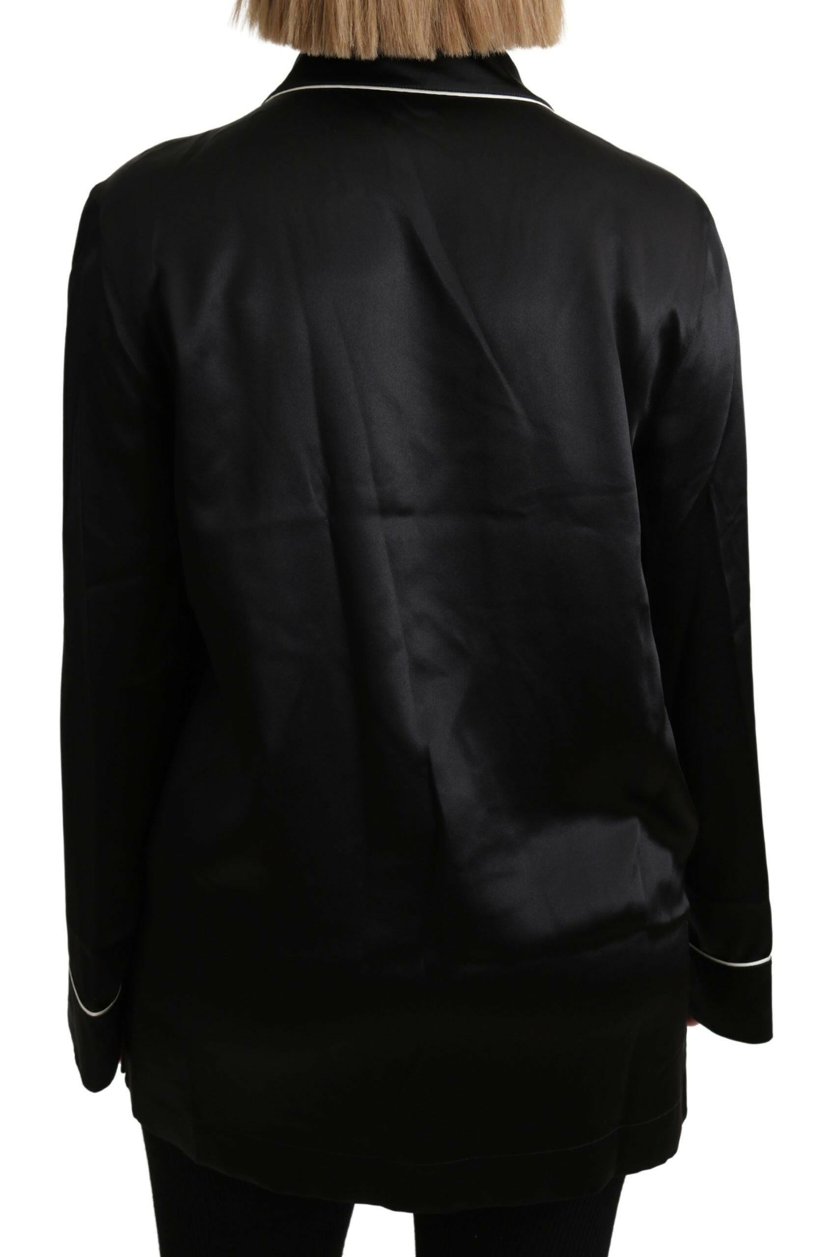 Dolce & Gabbana Black Shirt Silk Stretch Top Blouse - GENUINE AUTHENTIC BRAND LLC  