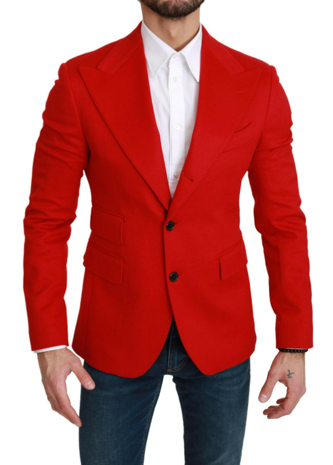 Dolce & Gabbana Red Cashmere Slim Fit Coat Jacket Blazer - GENUINE AUTHENTIC BRAND LLC  