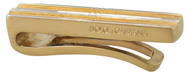 Dolce & Gabbana Gold Silver Brass Logo Men Tie Clip - GENUINE AUTHENTIC BRAND LLC  
