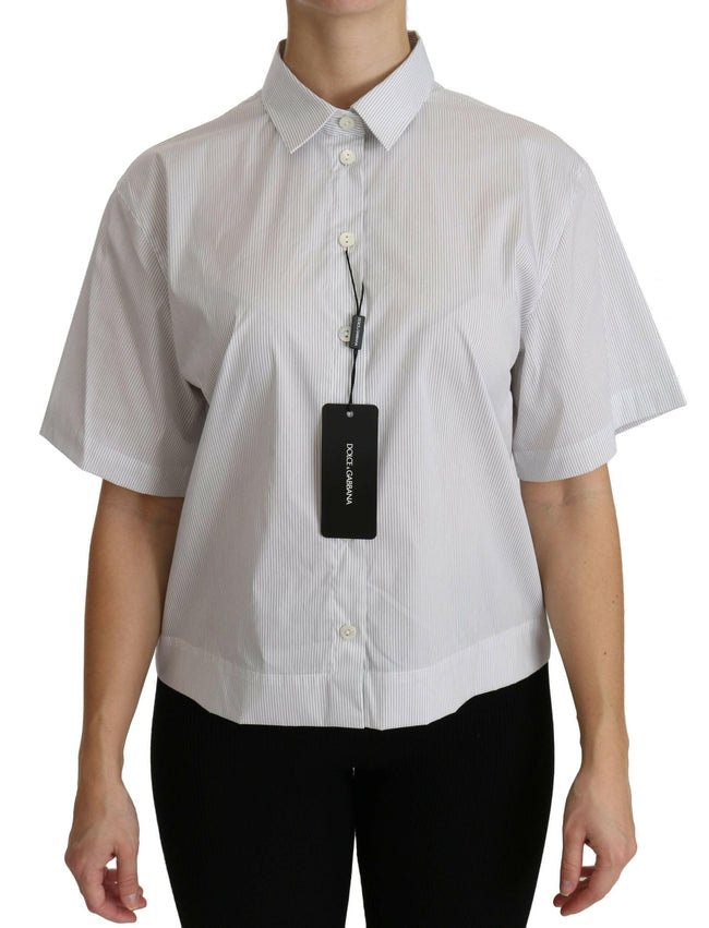 Dolce & Gabbana White Collared Short Sleeve Polo Shirt Top - GENUINE AUTHENTIC BRAND LLC  