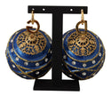 Dolce & Gabbana Blue Christmas Ball Crystal Hook Gold Brass Earrings - GENUINE AUTHENTIC BRAND LLC  